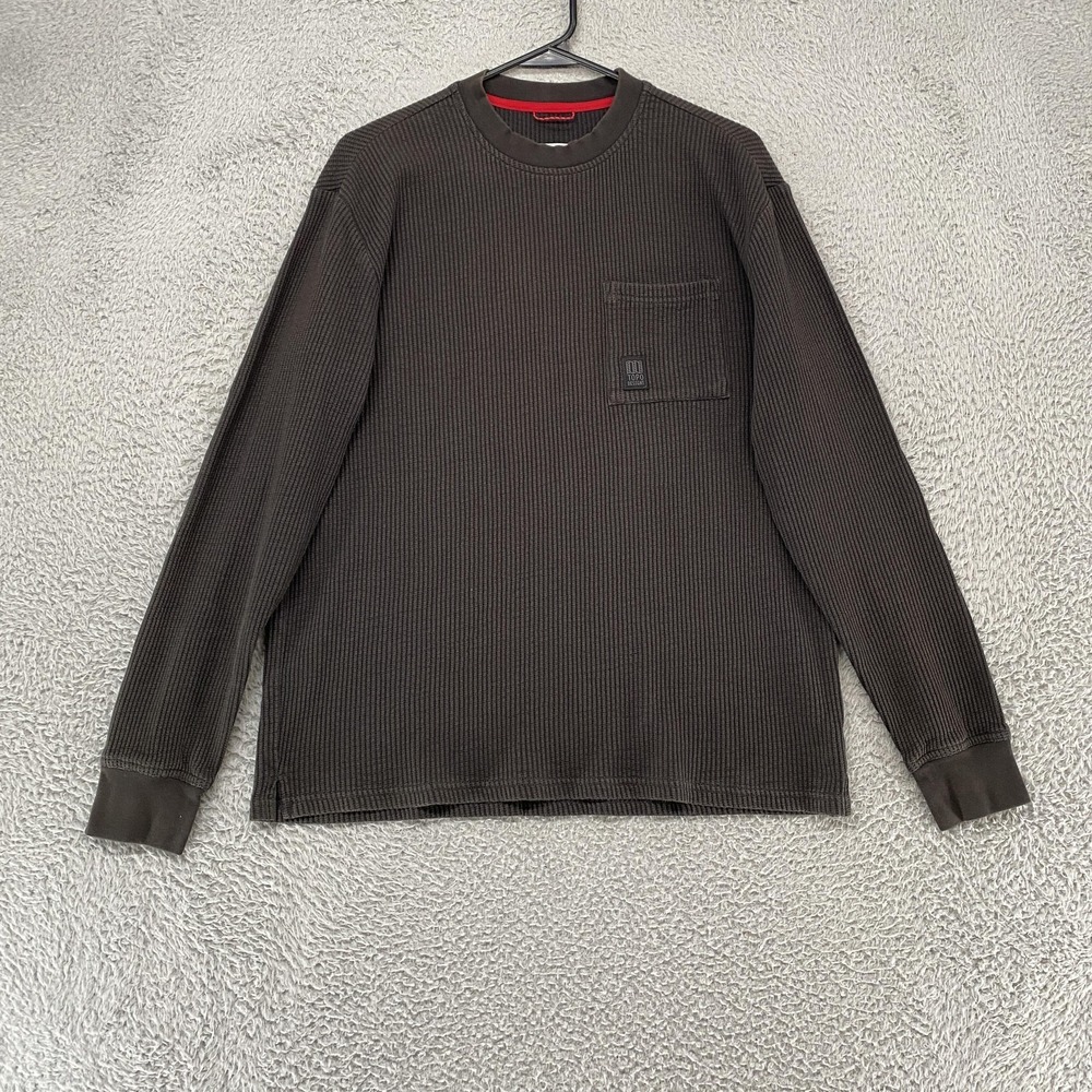Topo Designs Waffle Shirt Mens Medium Gray Thermal Long Sleeve Tee Outdoors